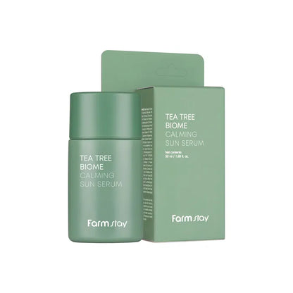 FarmStay Tea Tree Biome Calming Sun Serum with packaging on a white background - Ken Cosmetics Lebanon