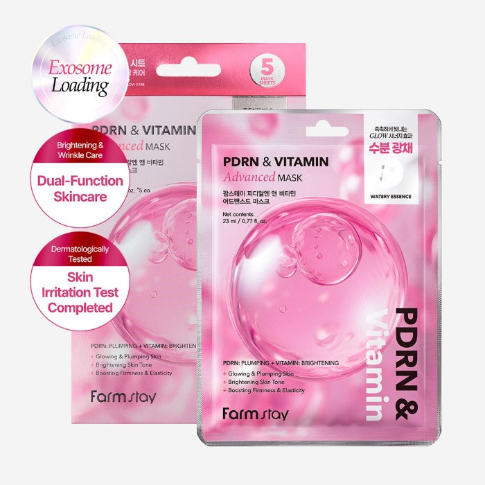 FARMSTAY PDRN & VITAMIN ADVANCED MASK 23ml × 5pcs