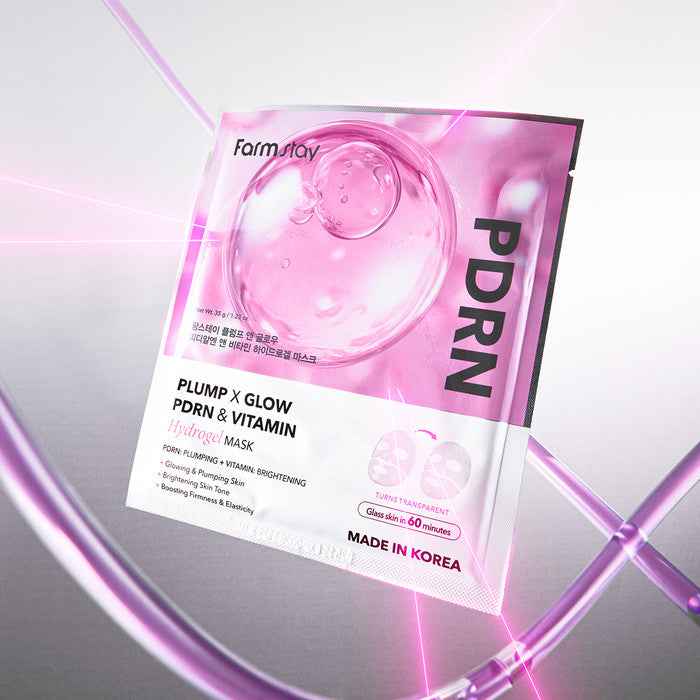 FARMSTAY PLUMP X GLOW PDRN & VITAMIN HYDROGEL MASK 35g × 5pcs