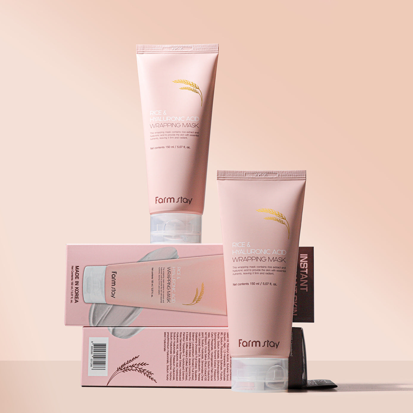 FARMSTAY RICE & HYALURONIC ACID WRAPPING MASK