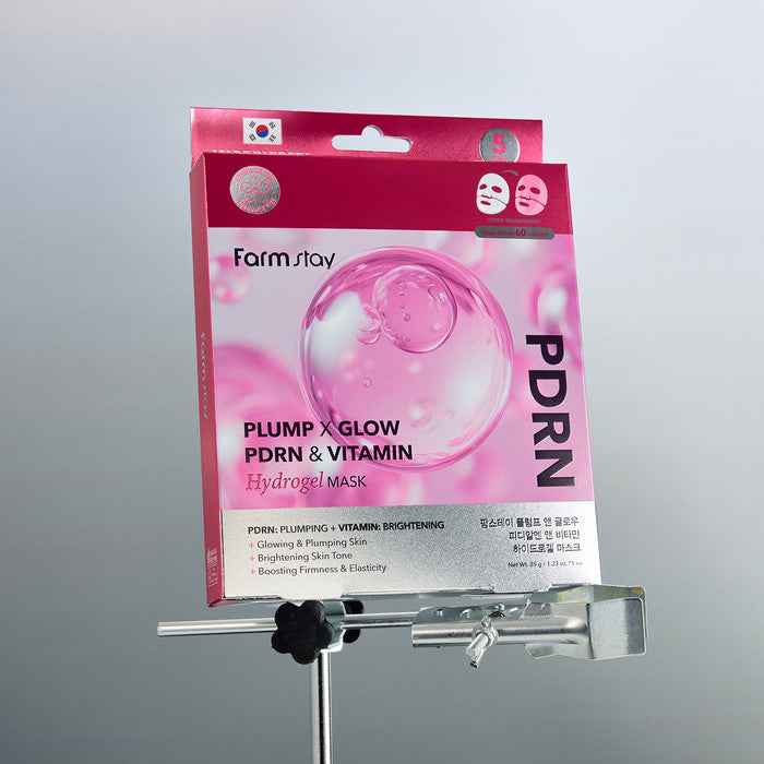 FARMSTAY PLUMP X GLOW PDRN & VITAMIN HYDROGEL MASK 35g × 5pcs